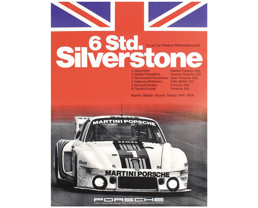 Vintage 1977 Porsche 935 Silverstone 6 Std. Poster - Erich Strenger Design (101x77 cm)