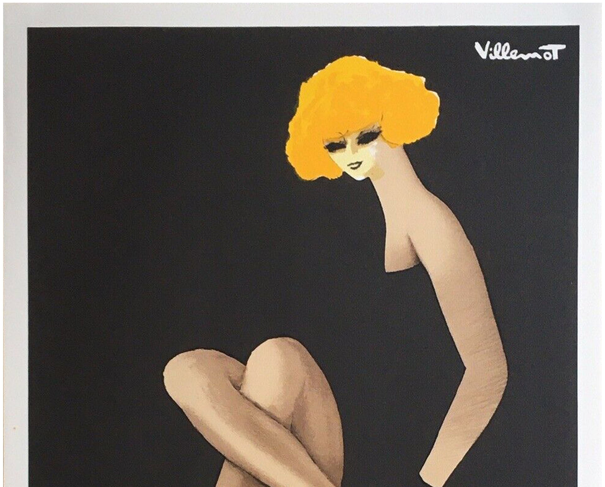Bernard Villemot Bally Poster: Original 1984 French Fashion Print, Linen-Backed