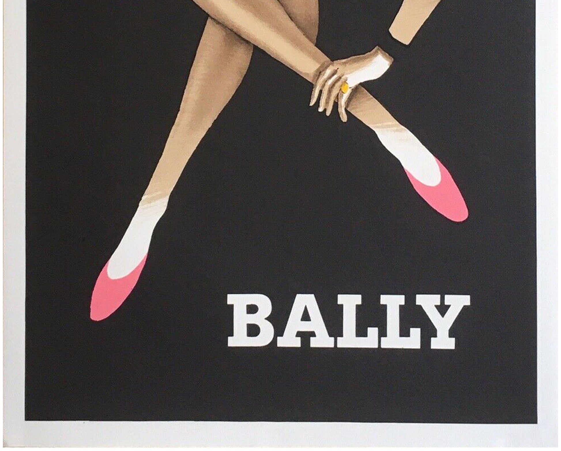 Bernard Villemot Bally Poster: Original 1984 French Fashion Print, Linen-Backed