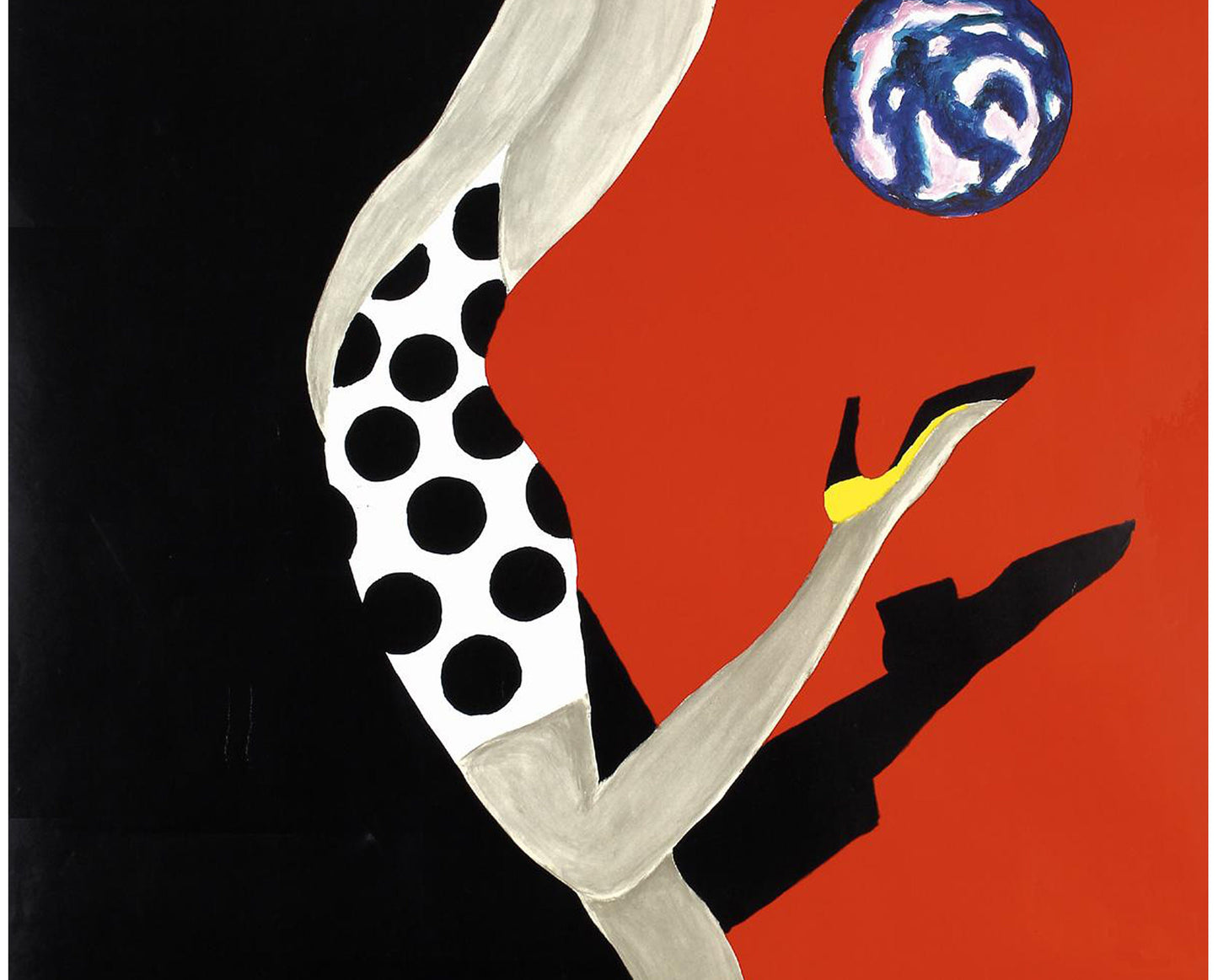 1989 Bernard Villemot "Bally Kick" - Original French Fashion Advertising Poster (42x64 cm)