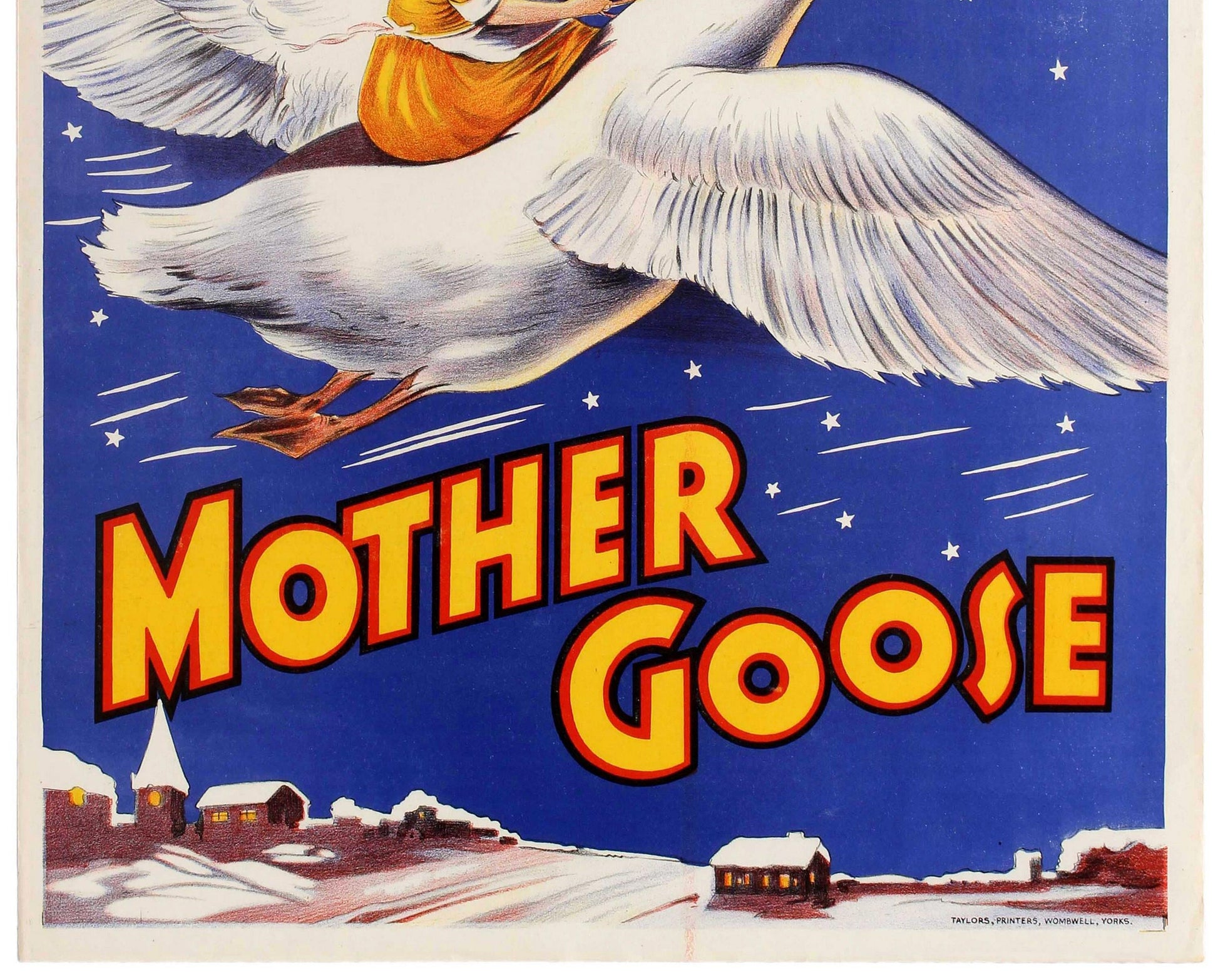 1930s Original Theatre Poster - "Mother Goose" (UK Lithograph, 76x51 cm)
