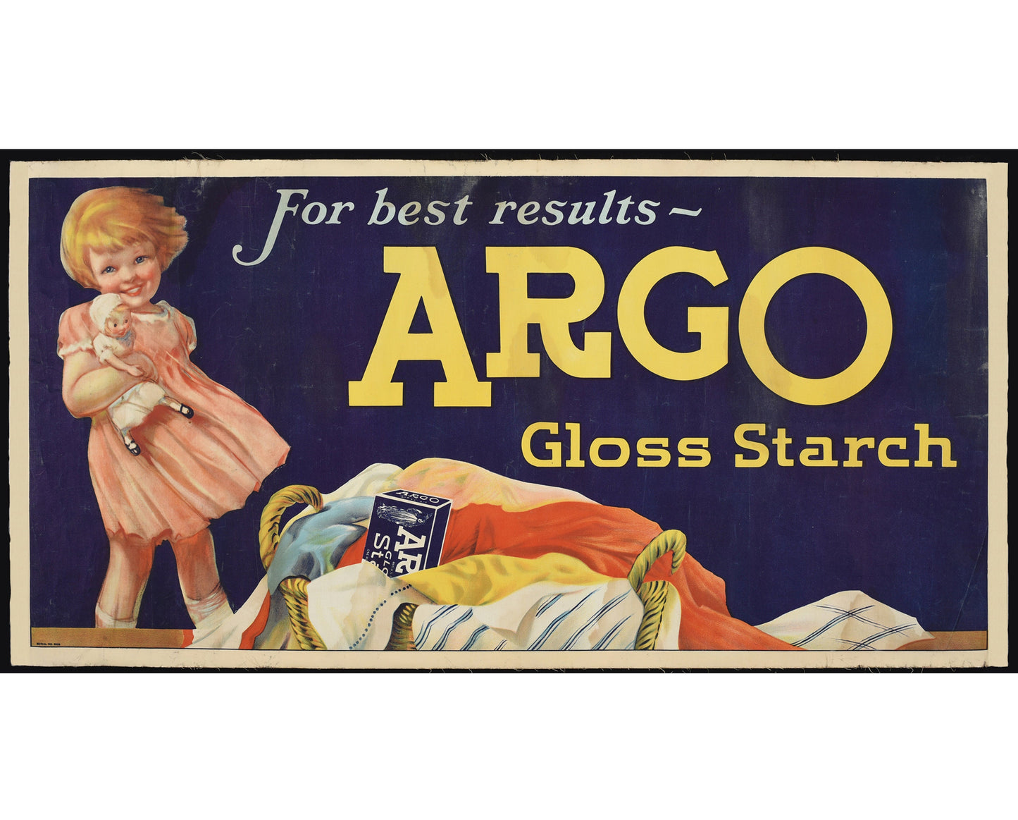 1930s Argo Gloss Starch - Original American Advertising Poster (Horizontal 18x36 in, Linen-Backed)
