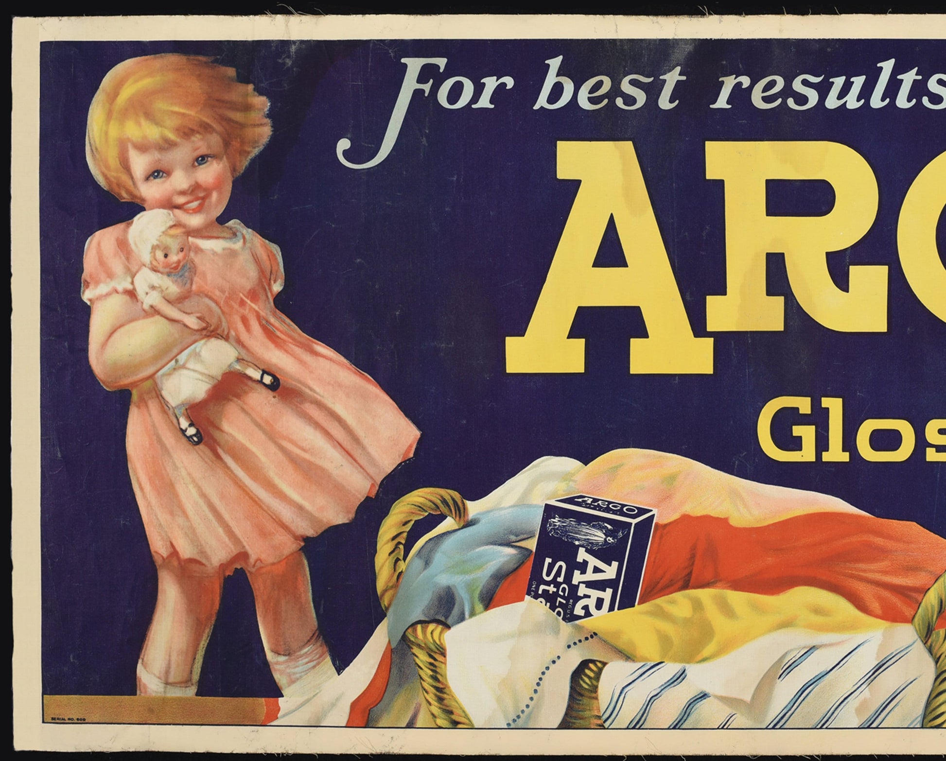 1930s Argo Gloss Starch - Original American Advertising Poster (Horizontal 18x36 in, Linen-Backed)