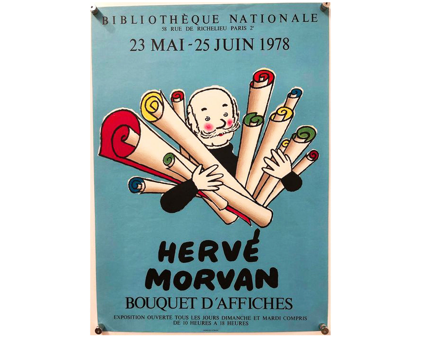 Vintage 1978 Hervé Morvan "Bouquet d'Affiches" Poster - Bibliothèque Nationale (56x41 cm)