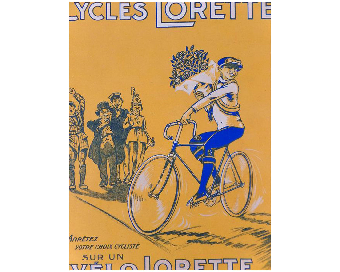 1930s Original French Cycling Poster - Cycles Lorette Bicycle Advertising (Publicité Wall, Paris)