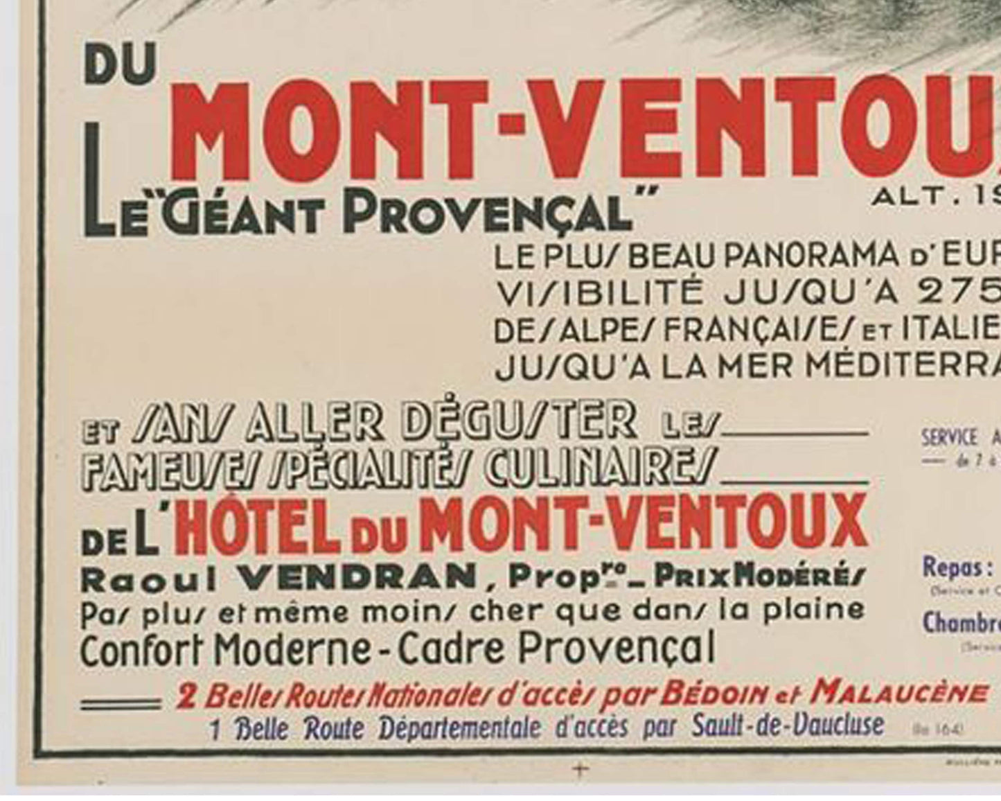 1930s Mont Ventoux French Travel Poster: Provence Landscape, Rullière Frères