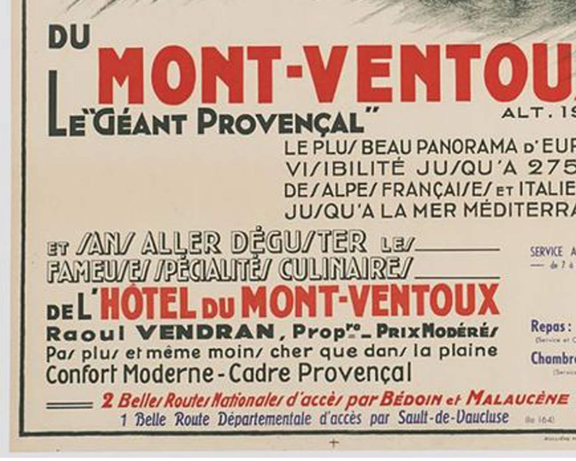 1930s Mont Ventoux French Travel Poster: Provence Landscape, Rullière Frères