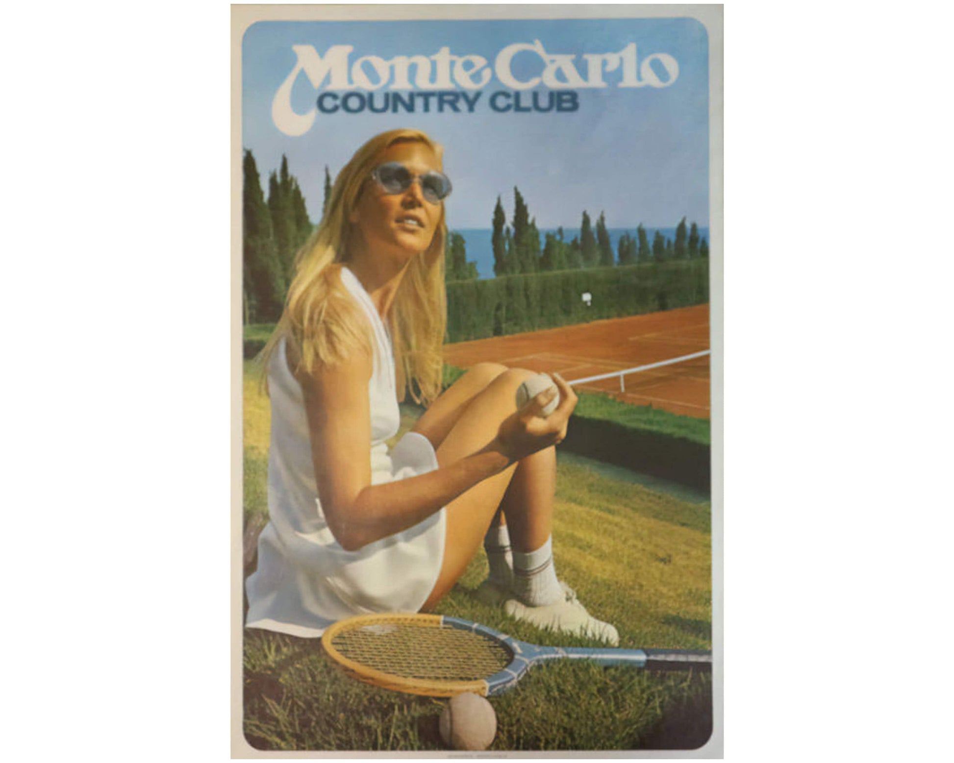 Vintage 1980s Monte-Carlo Country Club Tennis Poster - Imprimerie Monégasque (60x40 cm)