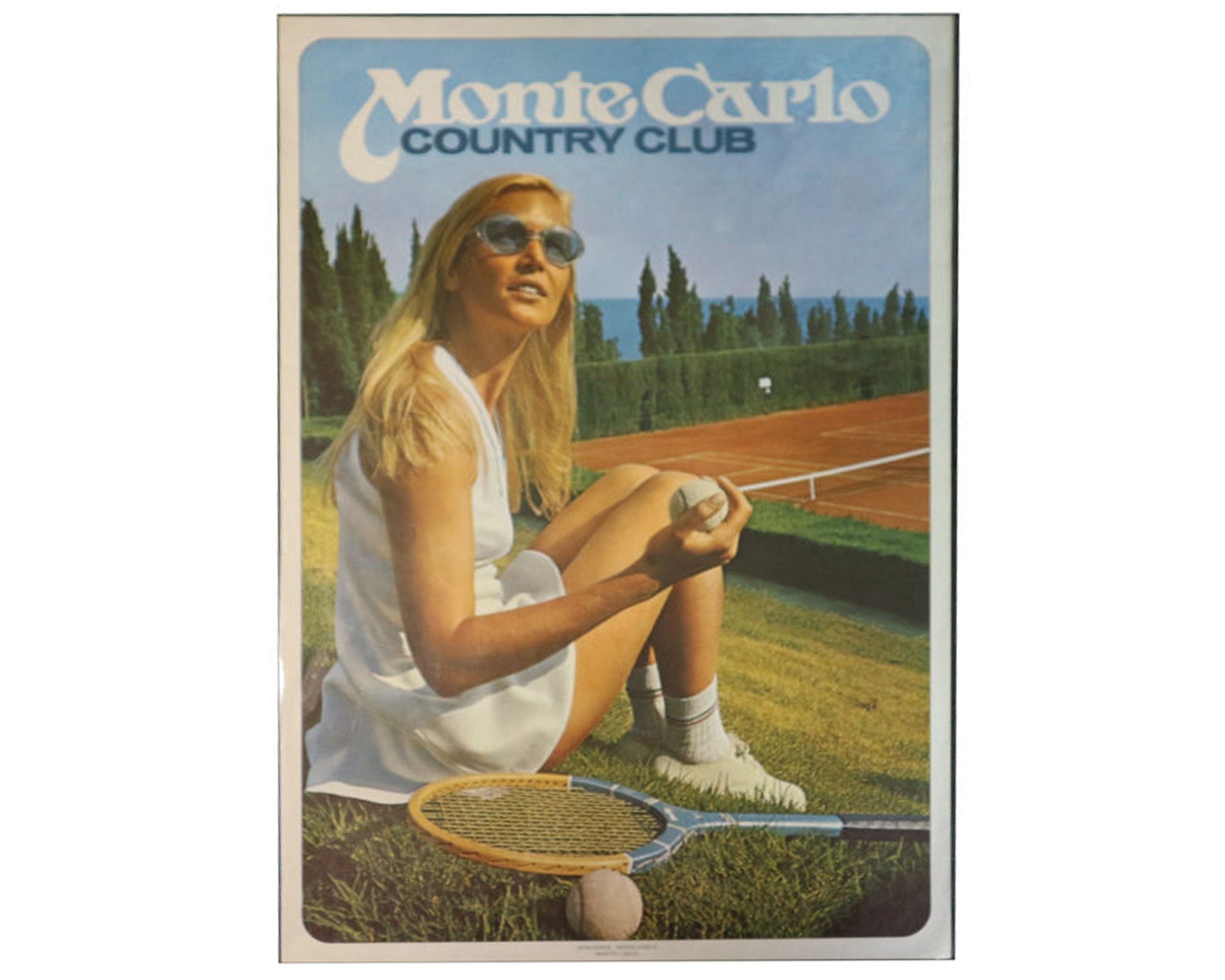Vintage 1980s Monte-Carlo Country Club Tennis Poster - Imprimerie Monégasque (60x40 cm)