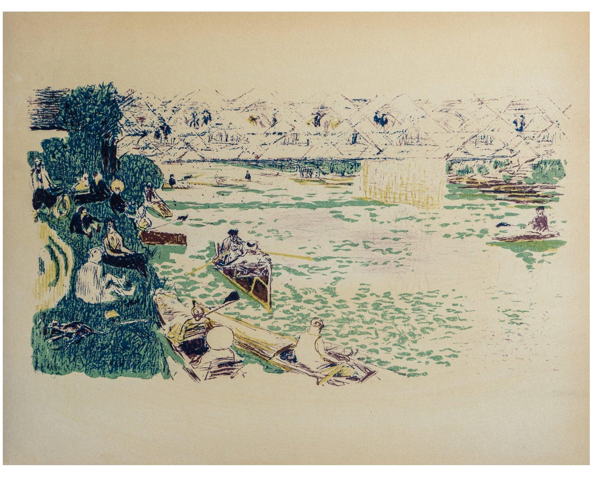 1897 Pierre Bonnard "Le Canotage" - Vintage French Lithograph Print (1950s Edition)
