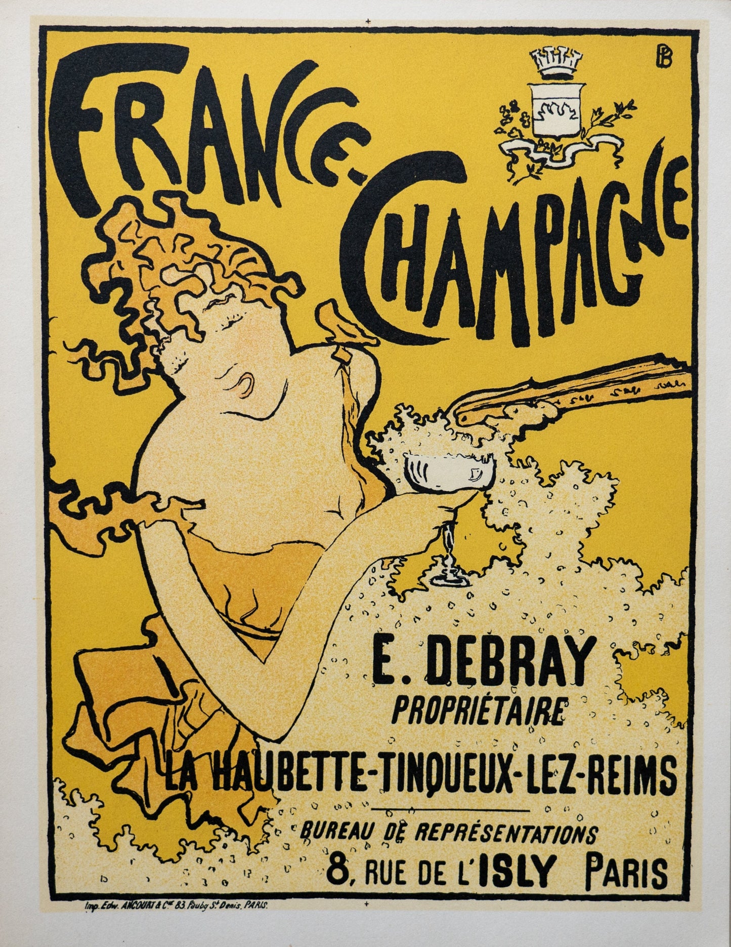 1891 Pierre Bonnard "France-Champagne" Poster - Vintage 1950s Lithograph Print, French Wine Advertising