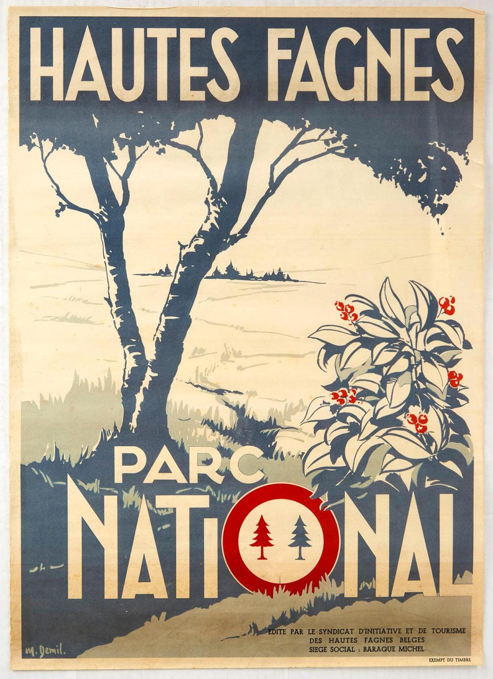 Vintage Hautes Fagnes Travel Poster: Belgium National Park, 1940s Lithograph
