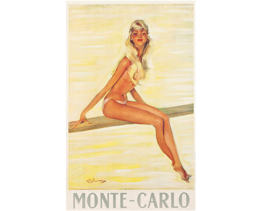 1950s Jean-Gabriel Domergue "Monte-Carlo" - Original French Travel Poster (98x63 cm, Linen-Backed)