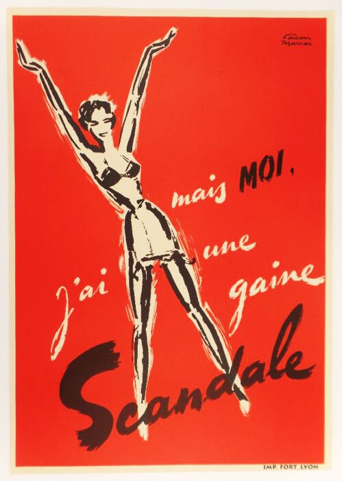 1950s Jean Facon-Marrec "Scandale" - Original French Lingerie Advertising Poster (45x63.5 cm)