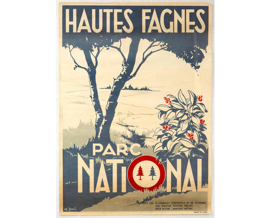 Vintage Hautes Fagnes Travel Poster: Belgium National Park, 1940s Lithograph