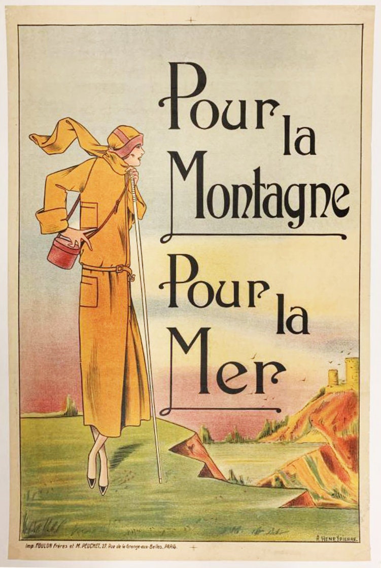 1920s Art Deco Fashion Poster: French Travel Lithograph by Henrypierre
