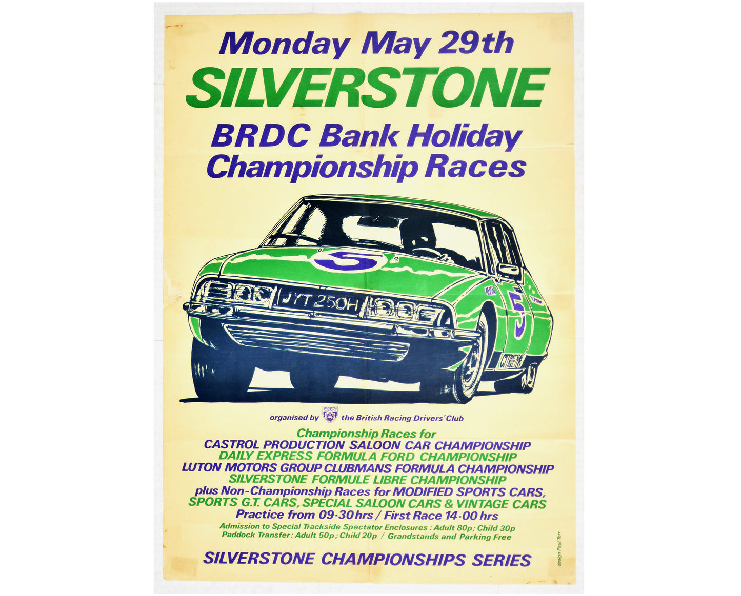 Vintage 1972 Silverstone BRDC Bank Holiday Championship Races Poster (63.5x45.5 cm)
