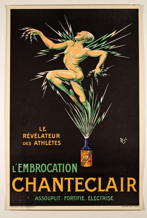 Vintage 1910 L'Embrocation Chanteclair Poster - Mich (Michel Liebeaux), French Advertising (60x40 cm)
