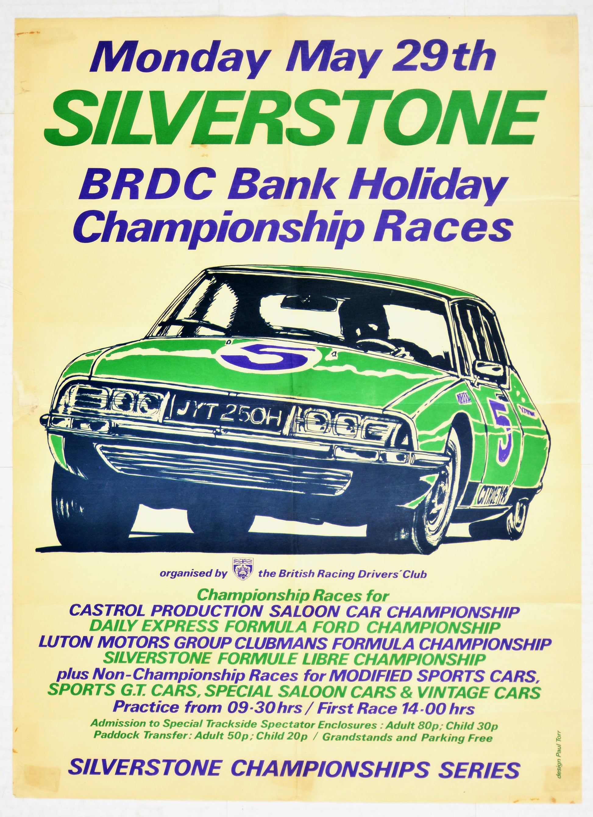 Vintage 1972 Silverstone BRDC Bank Holiday Championship Races Poster (63.5x45.5 cm)