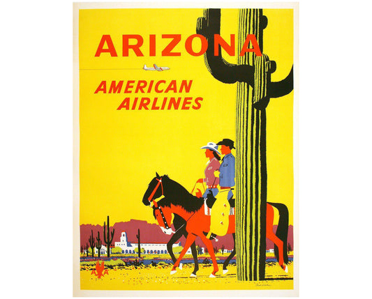 Vintage 1950s American Airlines Arizona Poster - Fred Ludekens (Linen-Backed, 101x74 cm)