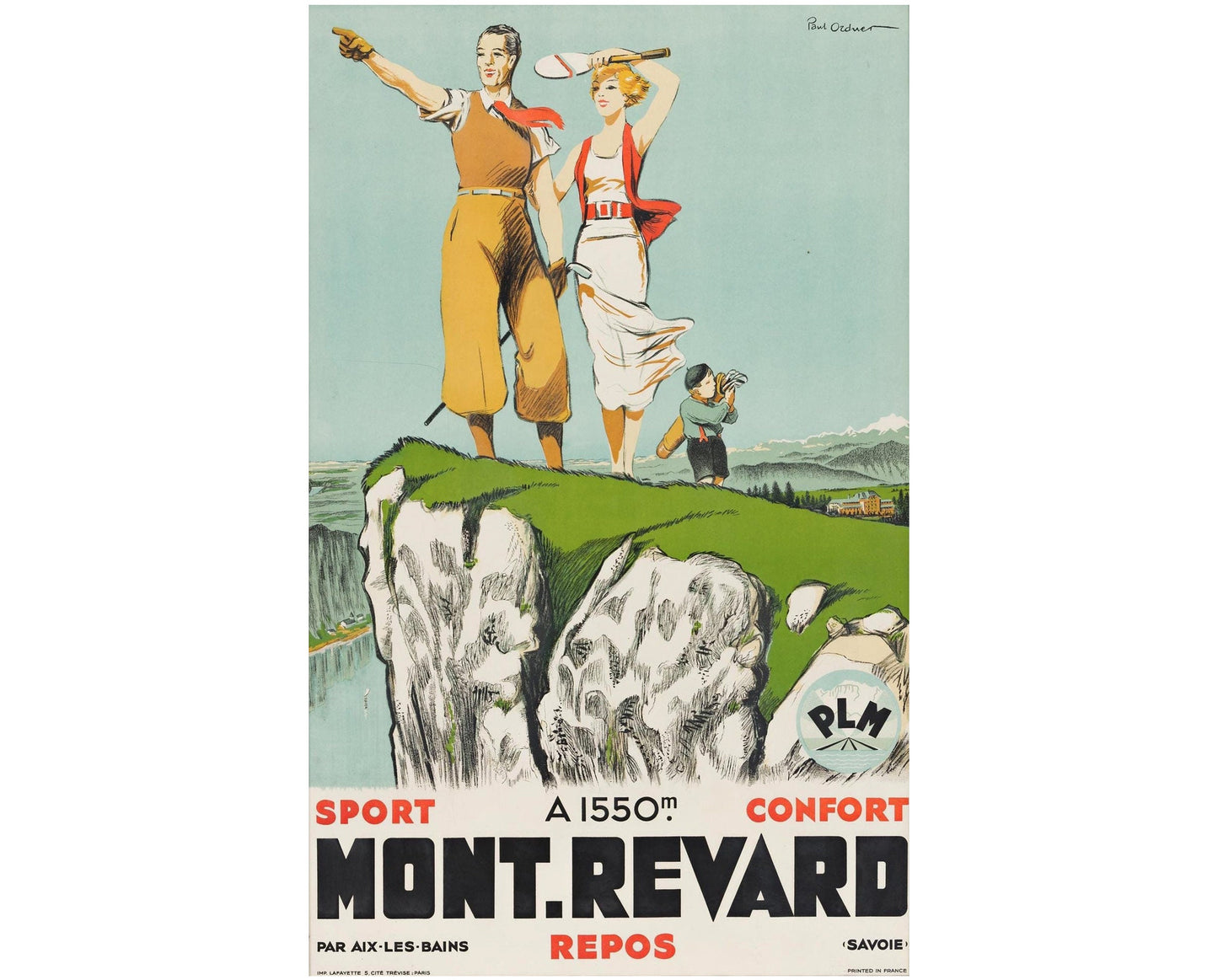 Vintage 1930s Mont Revard Travel Poster - Paul Ordner (PLM) - Linen-Backed, 98x61 cm