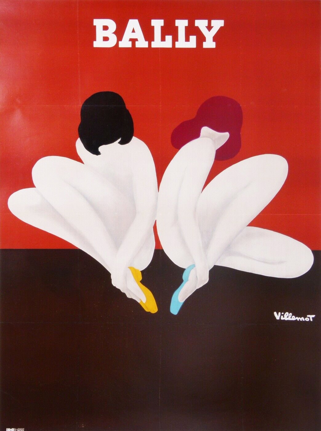 1977 Bernard Villemot "Bally - Lotus" - Original French Fashion Advertising Poster (42x64 cm)