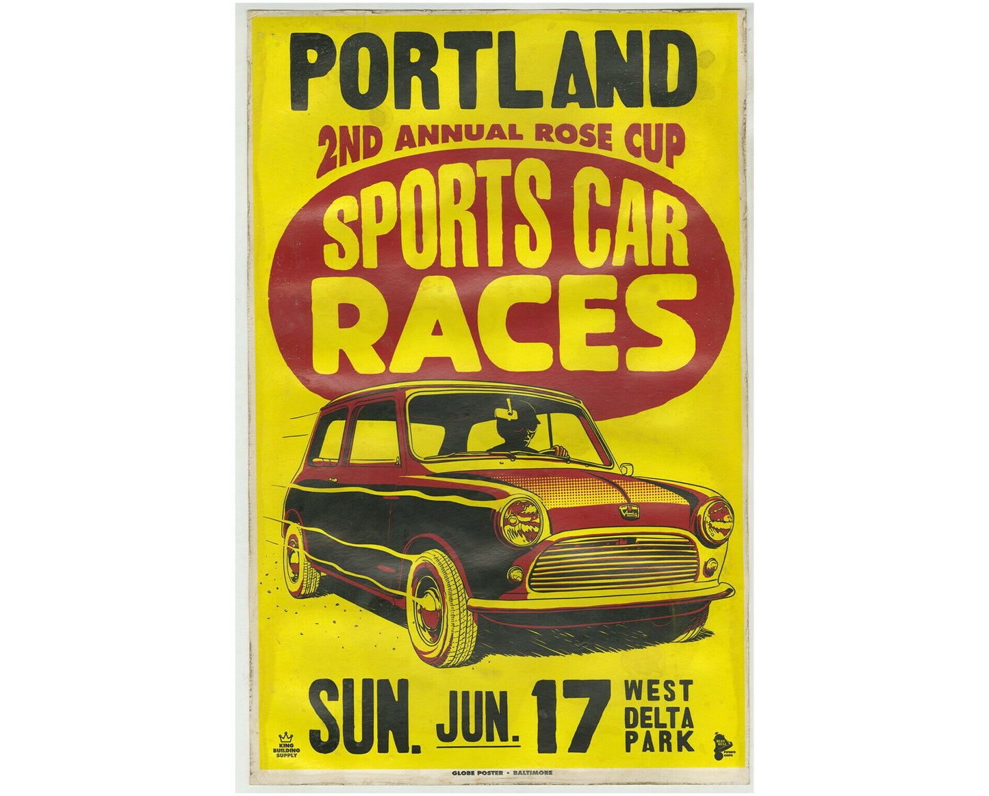 1950s Portland Rose Cup Sports Car Races - Original Globe Poster (11x17 in)