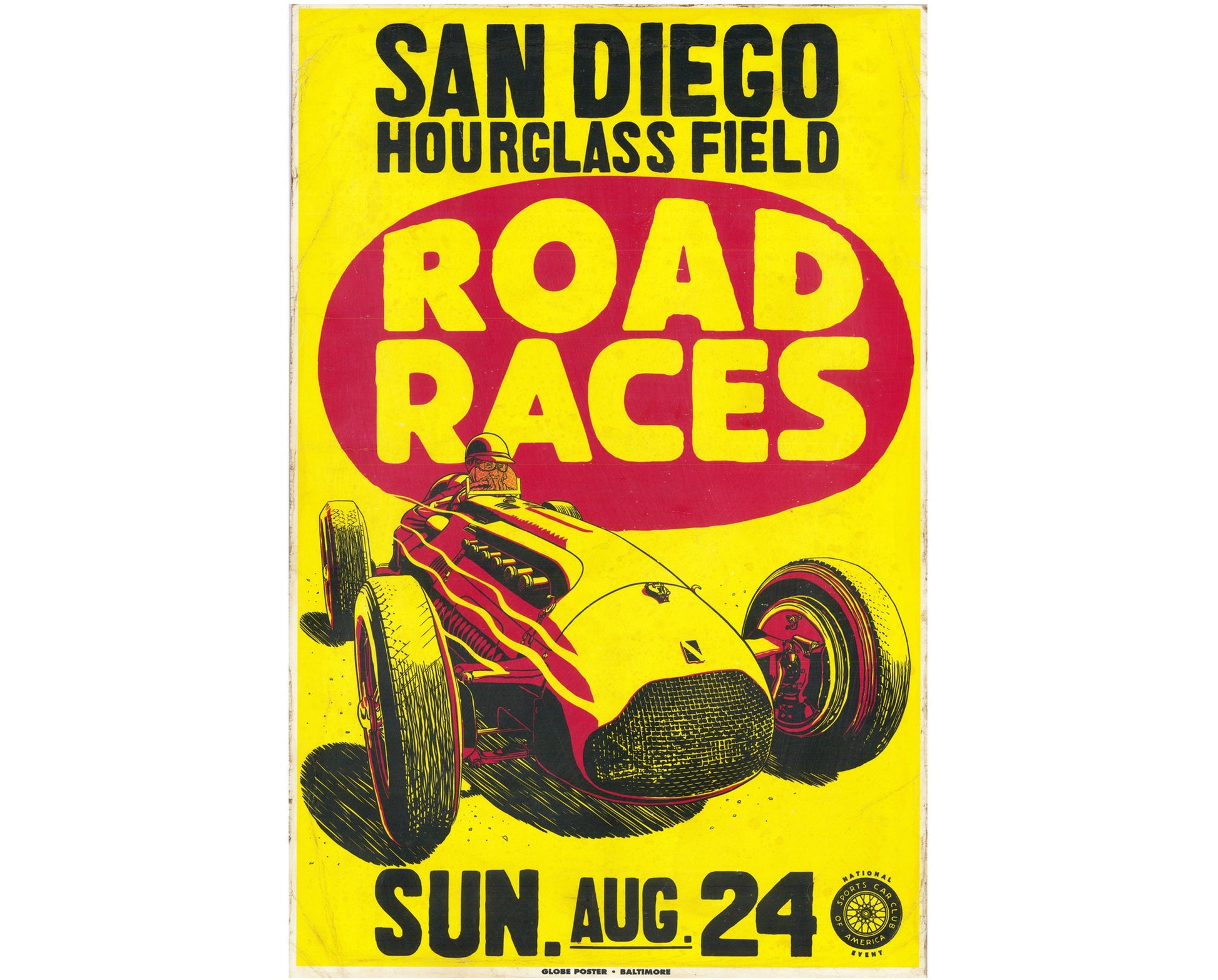 1958 San Diego Road Races - Hourglass Field (SCCA) - Original Globe Poster, 11x17 in