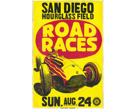 1958 San Diego Road Races - Hourglass Field (SCCA) - Original Globe Poster, 11x17 in