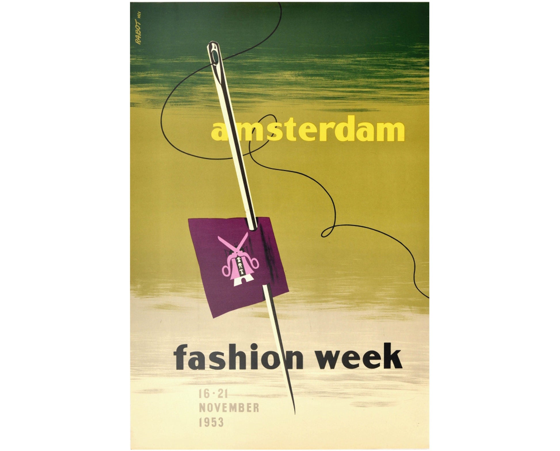 Vintage 1953 Amsterdam Fashion Week Poster - Rabot (Ferdinand Schaaf), 74x49.5 cm