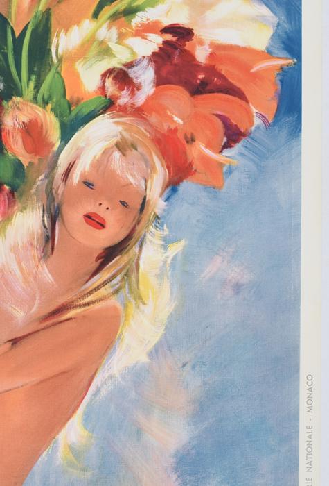 1950s Jean-Gabriel Domergue "Monte-Carlo - Flower Girl" - Original French Travel Poster (99x62 cm, Linen-Backed)