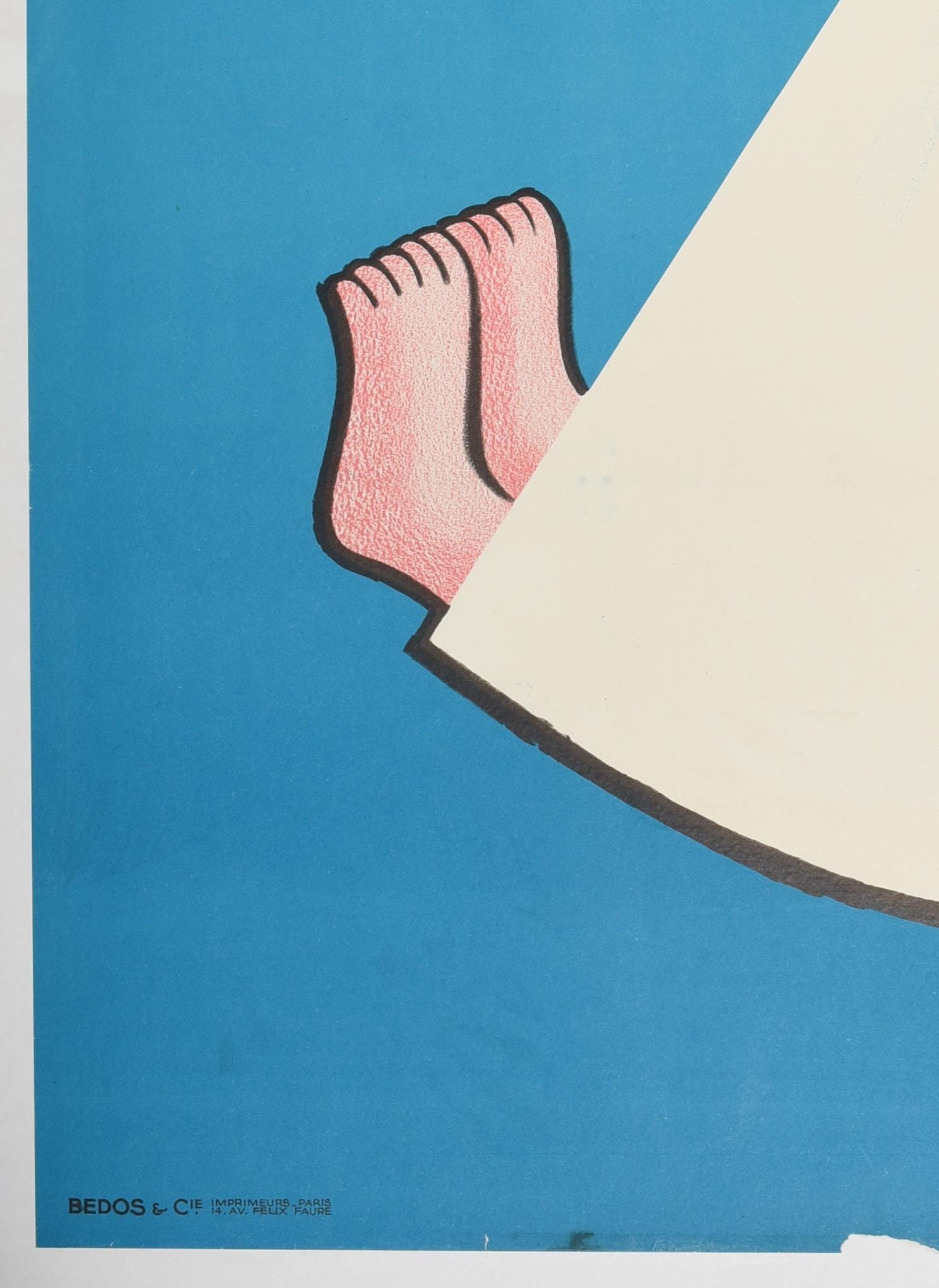 1960 Persil "Stork & Baby" - Original French Advertising Poster (157x115 cm, Linen-Backed)