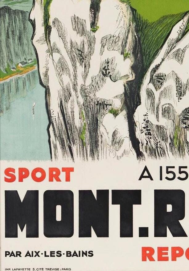 Vintage 1930s Mont Revard Travel Poster - Paul Ordner (PLM) - Linen-Backed, 98x61 cm