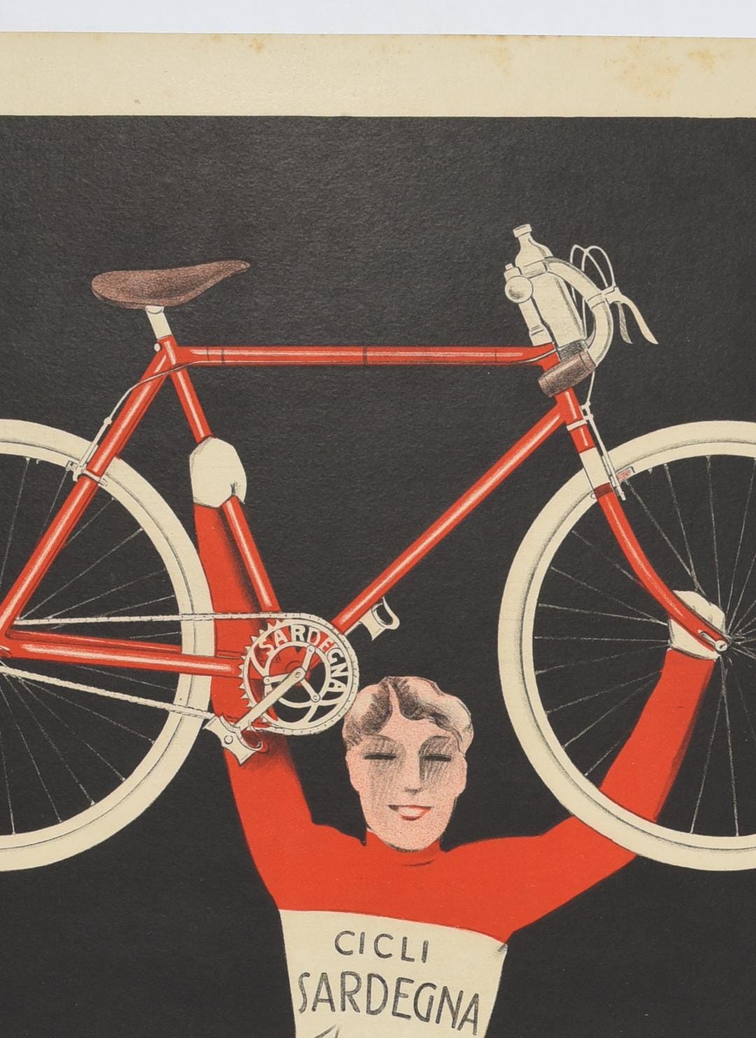 Vintage Italian Cycling Poster: Cicli Cossu Sardegna, 1930s Lithograph