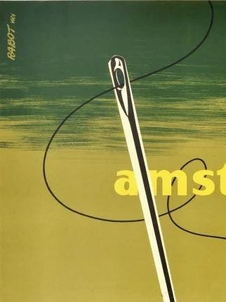 Vintage 1953 Amsterdam Fashion Week Poster - Rabot (Ferdinand Schaaf), 74x49.5 cm
