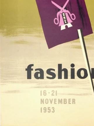 Vintage 1953 Amsterdam Fashion Week Poster - Rabot (Ferdinand Schaaf), 74x49.5 cm