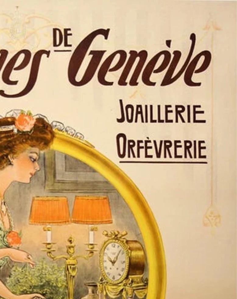 Vintage Fabriques de Geneve Jewelry Store Poster: Belle Epoque French Advertising