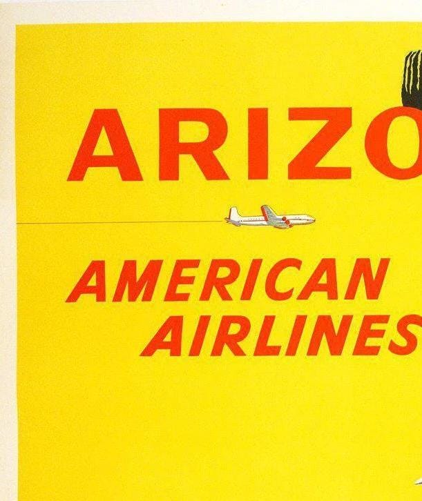Vintage 1950s American Airlines Arizona Poster - Fred Ludekens (Linen-Backed, 101x74 cm)