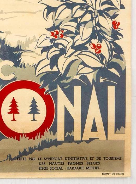 Vintage Hautes Fagnes Travel Poster: Belgium National Park, 1940s Lithograph