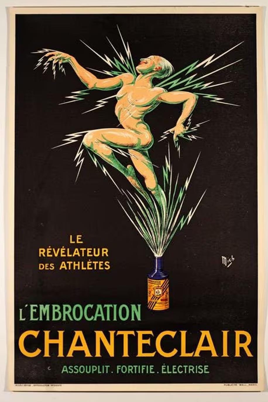 Vintage 1910 L'Embrocation Chanteclair Poster - Mich (Michel Liebeaux), French Advertising (60x40 cm)