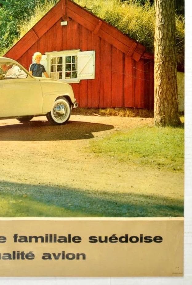 Vintage 1958 Saab GT750 Swedish Advertising Poster - Original Lithograph (100x69 cm)