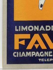 1930s Favor "Limonade Gazeuse" - Original French Art Deco Advertising Poster (48x31.5 cm)