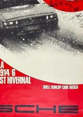 Vintage 1971 Porsche 914/6 Monte Carlo Rally Poster
