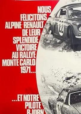 Vintage 1971 Porsche 914/6 Monte Carlo Rally Poster