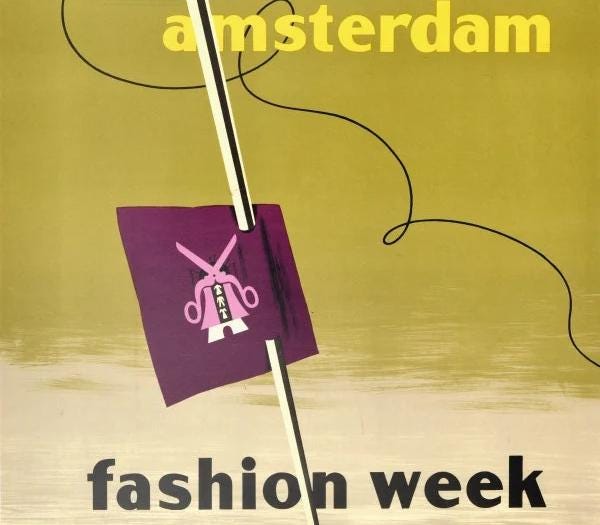 Vintage 1953 Amsterdam Fashion Week Poster - Rabot (Ferdinand Schaaf), 74x49.5 cm