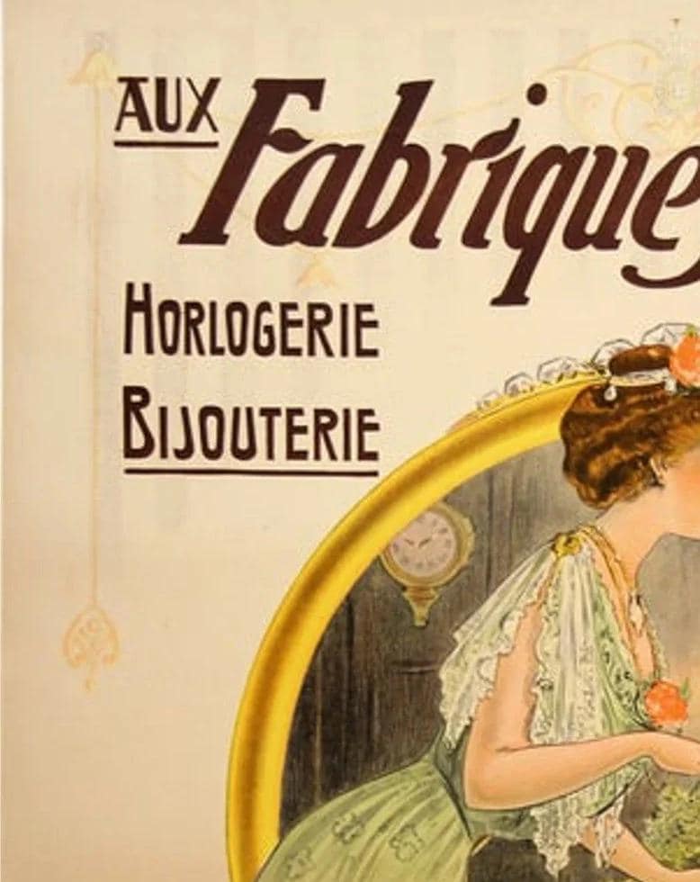 Vintage Fabriques de Geneve Jewelry Store Poster: Belle Epoque French Advertising