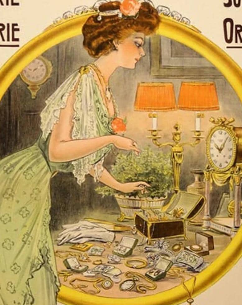 Vintage Fabriques de Geneve Jewelry Store Poster: Belle Epoque French Advertising