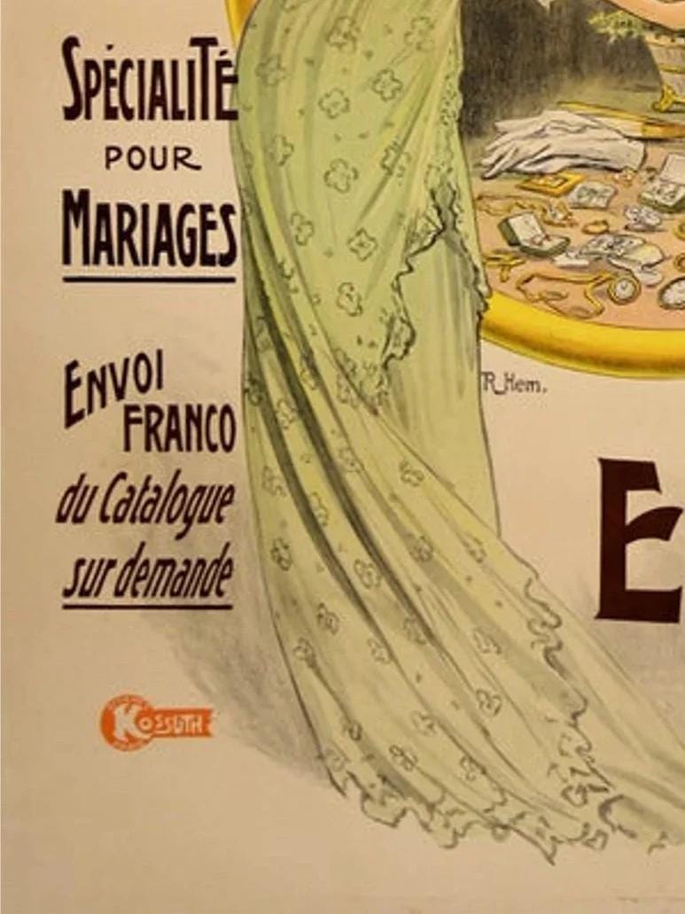 Vintage Fabriques de Geneve Jewelry Store Poster: Belle Epoque French Advertising