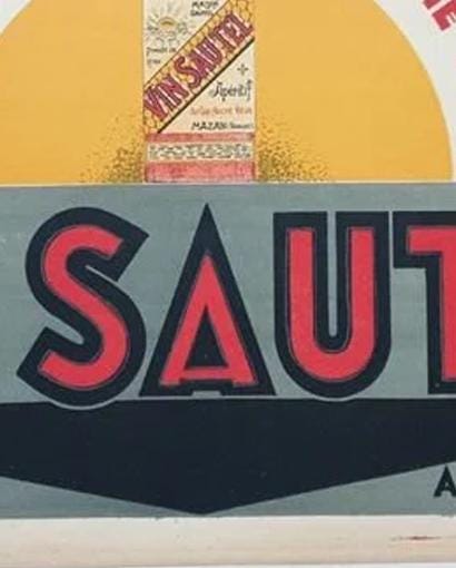 Vintage Vin Sautel Poster: French Wine Aperitif Art Deco Print