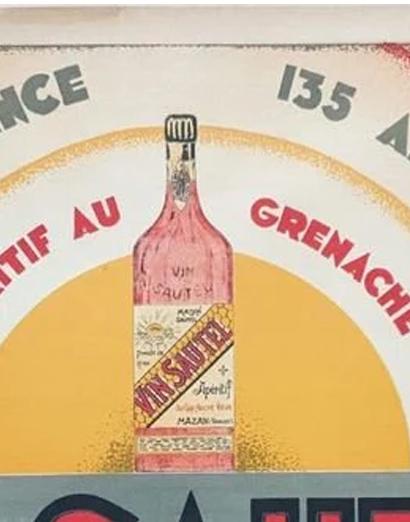 Vintage Vin Sautel Poster: French Wine Aperitif Art Deco Print